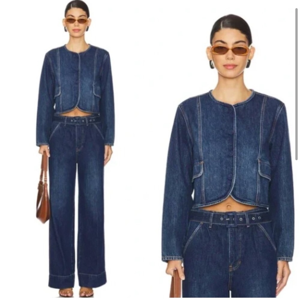 VERONICA BEARD TAYLOR HIGH RISE WIDE LEG PANTS DUSTED OXFORD